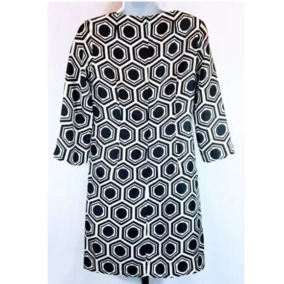 Milly of New York Silk Black Geo Print Shift Dress Size 0 - Picture 2 of 7